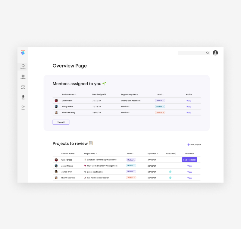 Mentor overview page image